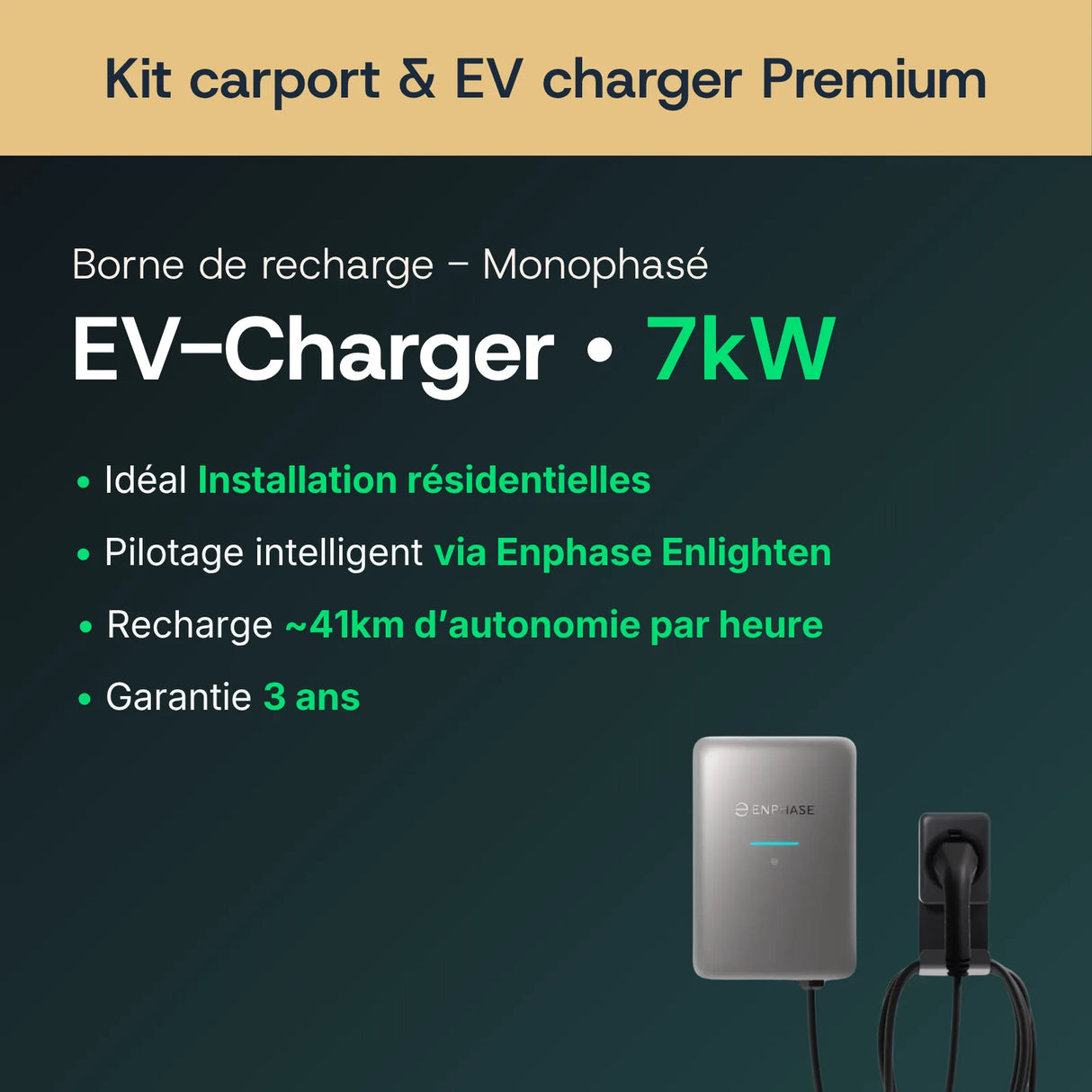 Borne de recharge Enphase EV 7 kW monophasé