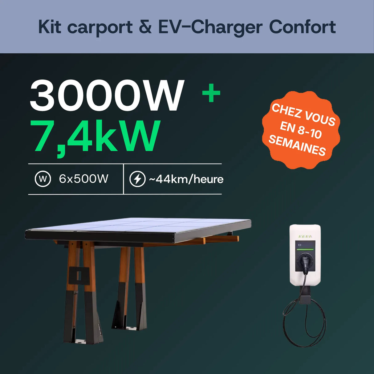 Carport solaire en bois — vue d'ensemble du kit