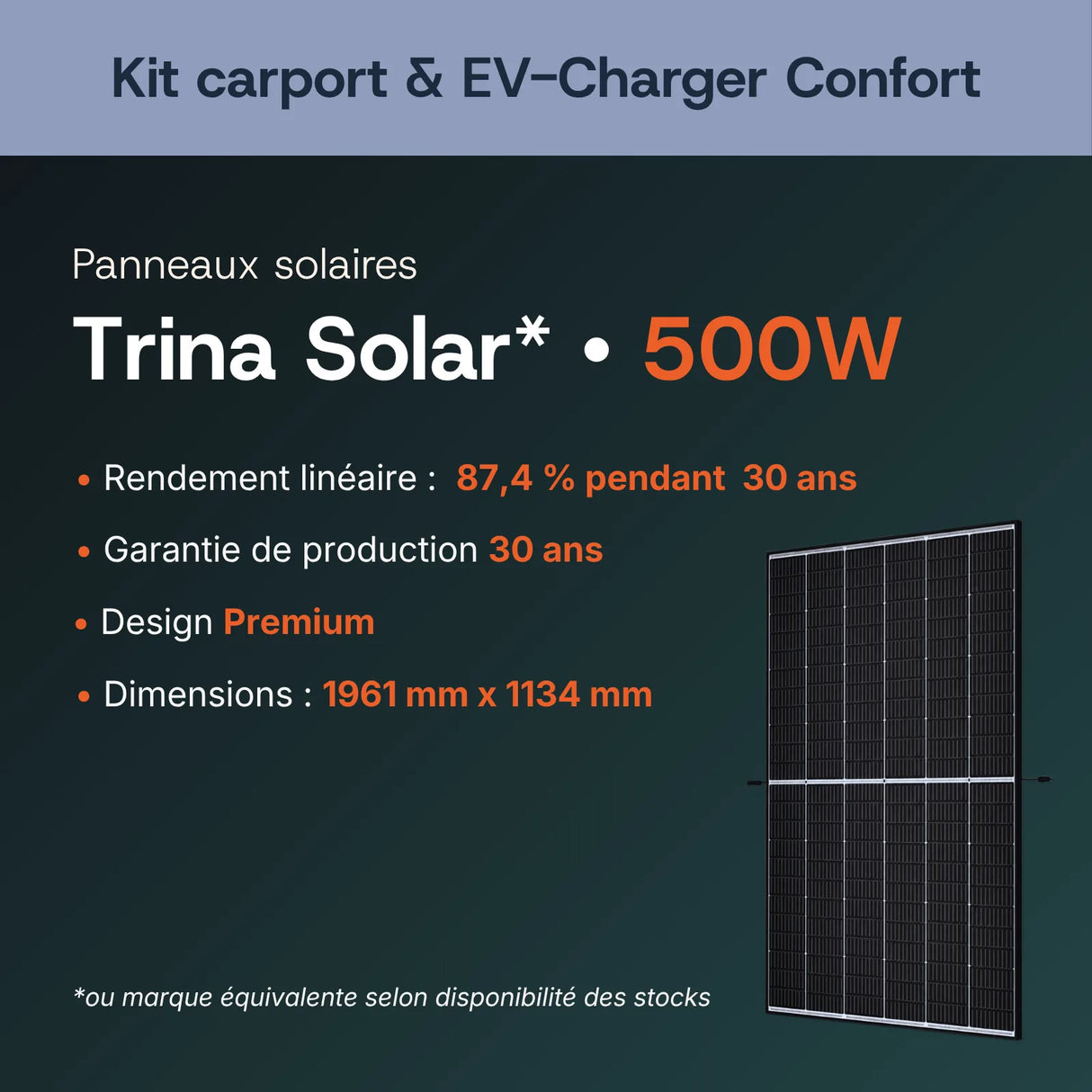 Panneaux solaires Trina Solar 500 Wc bifaciaux ou équivalent