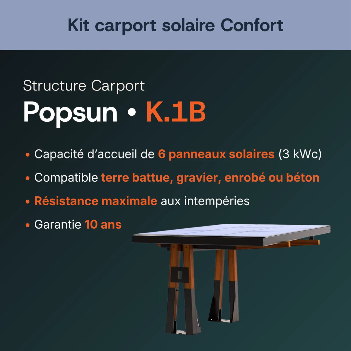 Structure carport bois Popsun lamellé-collé