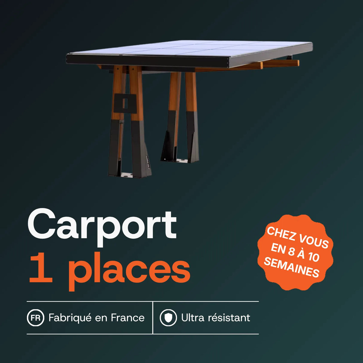 Carport solaire en bois — structure seule