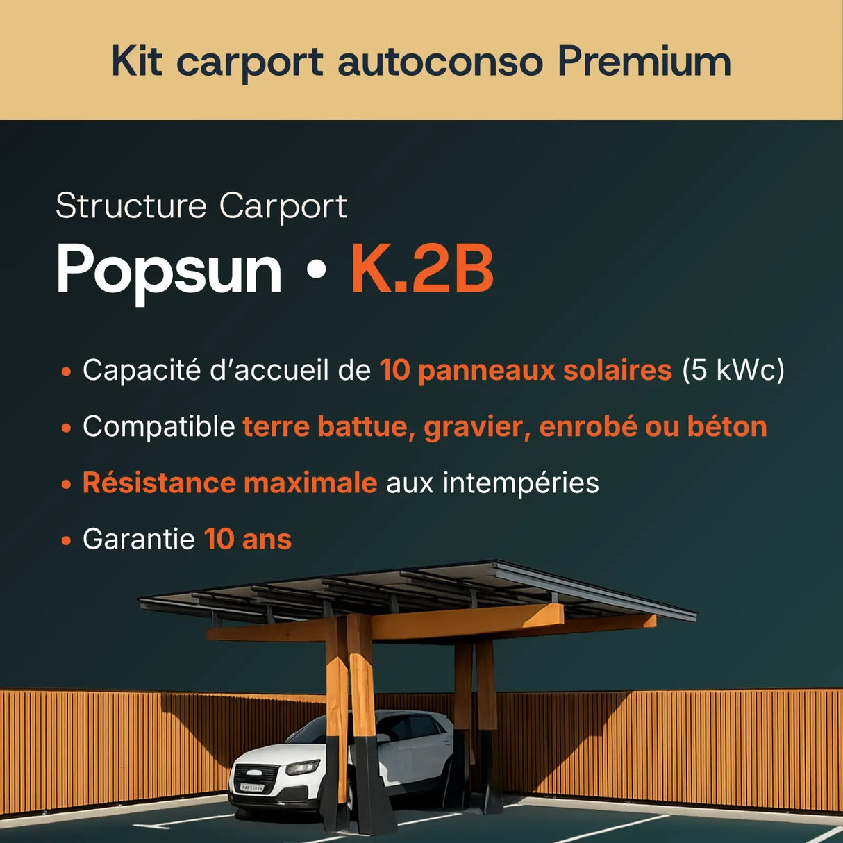 Structure carport bois Popsun lamellé-collé