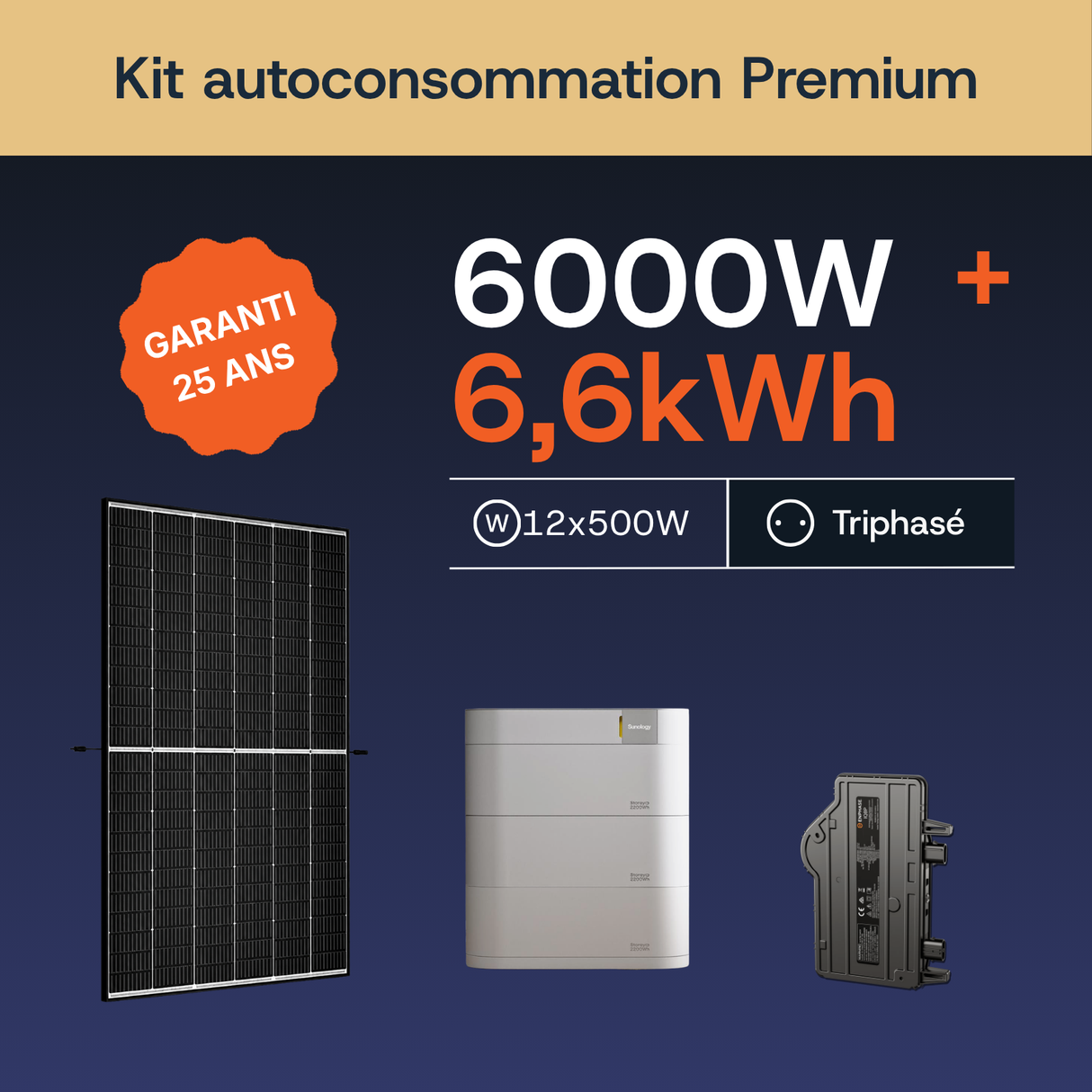 Kit autoconsommation Premium Enphase 6000W + 6,6 kWh triphasé