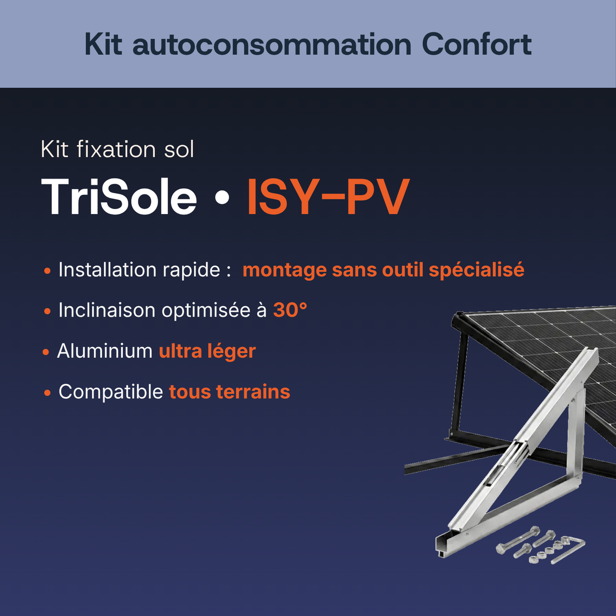 Fixation au sol — TriSole — Kit autoconsommation Confort