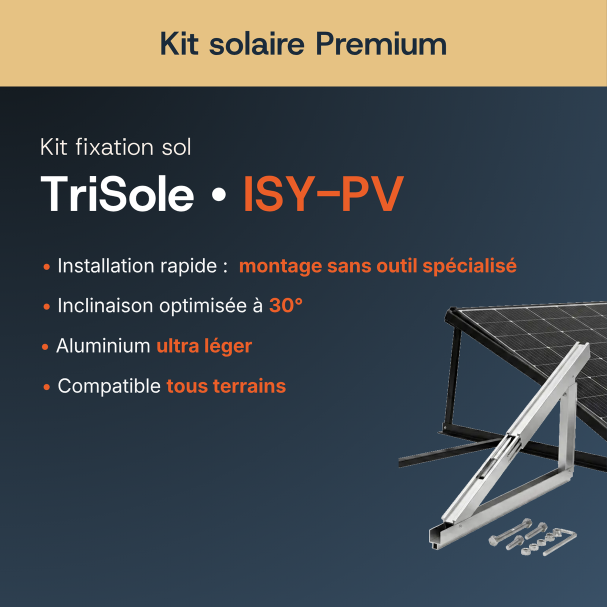 Fixation au sol — TriSole — Kit solaire Premium
