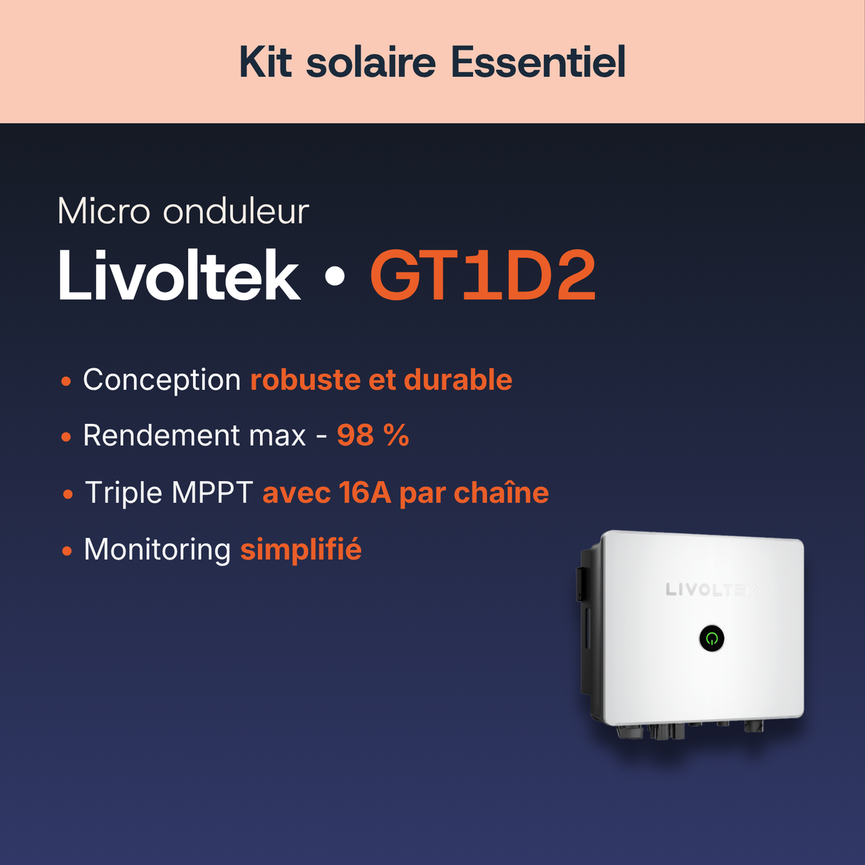 Caractéristiques de l'onduleur hybride Livoltek GT1D2