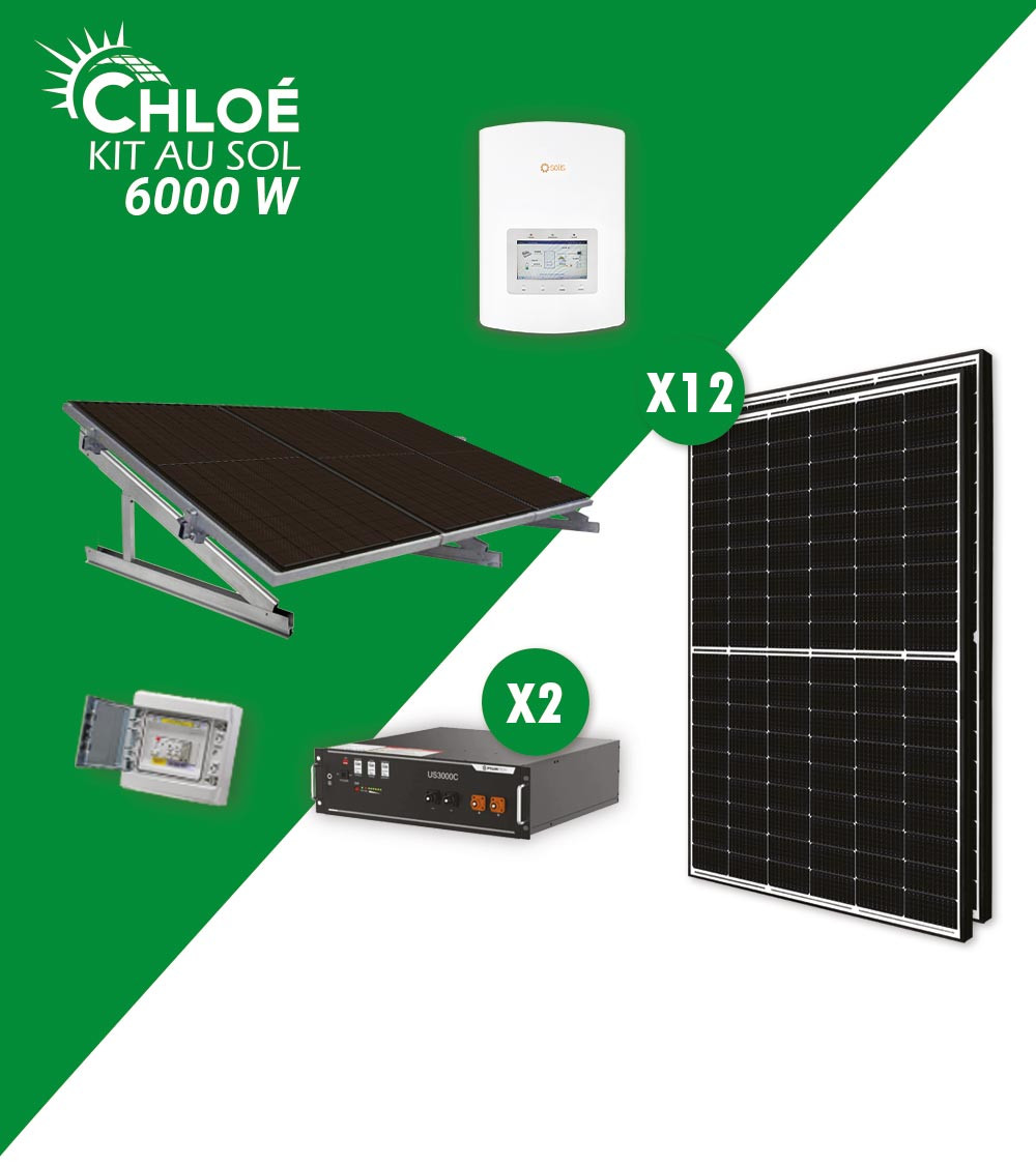 Kit Solaire Autoconsommation 6000w Avec Batterie Kit solaire autoconsommation monophasé au sol 6000W Batterie lithium