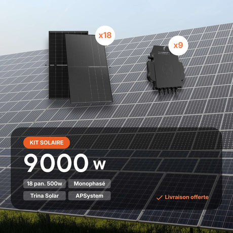Kit solaire 9 kWc APSystems monophasé avec panneaux et micro-onduleurs