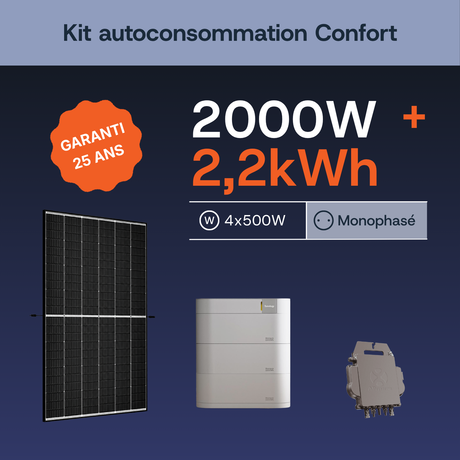 Kit autoconsommation Confort APSystems 2000W + 2,2 kWh monophasé