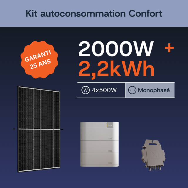 Kit autoconsommation Confort APSystems 2000W + 2,2 kWh monophasé