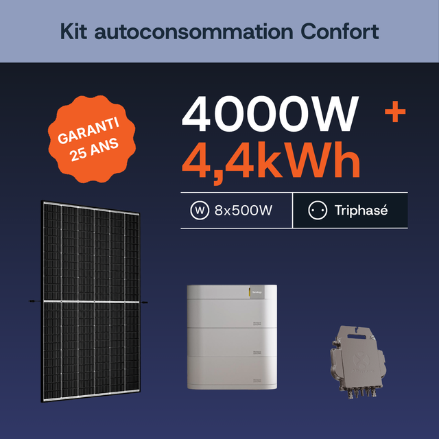 Kit autoconsommation Confort APSystems 4000W + 4,4 kWh triphasé