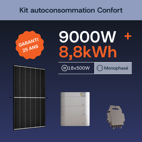 Kit autoconsommation Confort APSystems 9000W + 8,8 kWh monophasé