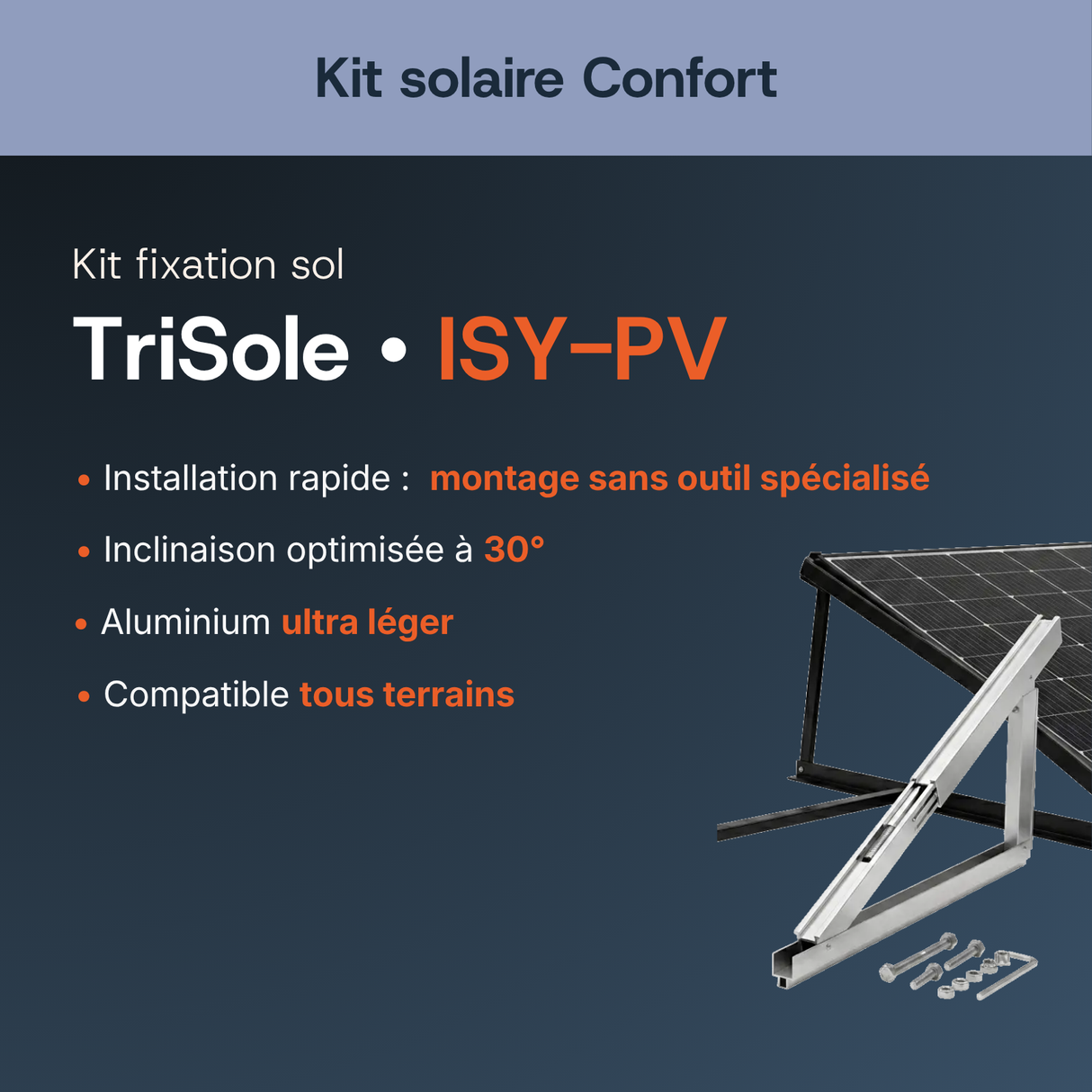 Fixation au sol — TriSole — Kit solaire Confort