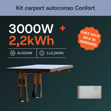 Carport solaire en bois — vue d'ensemble du kit