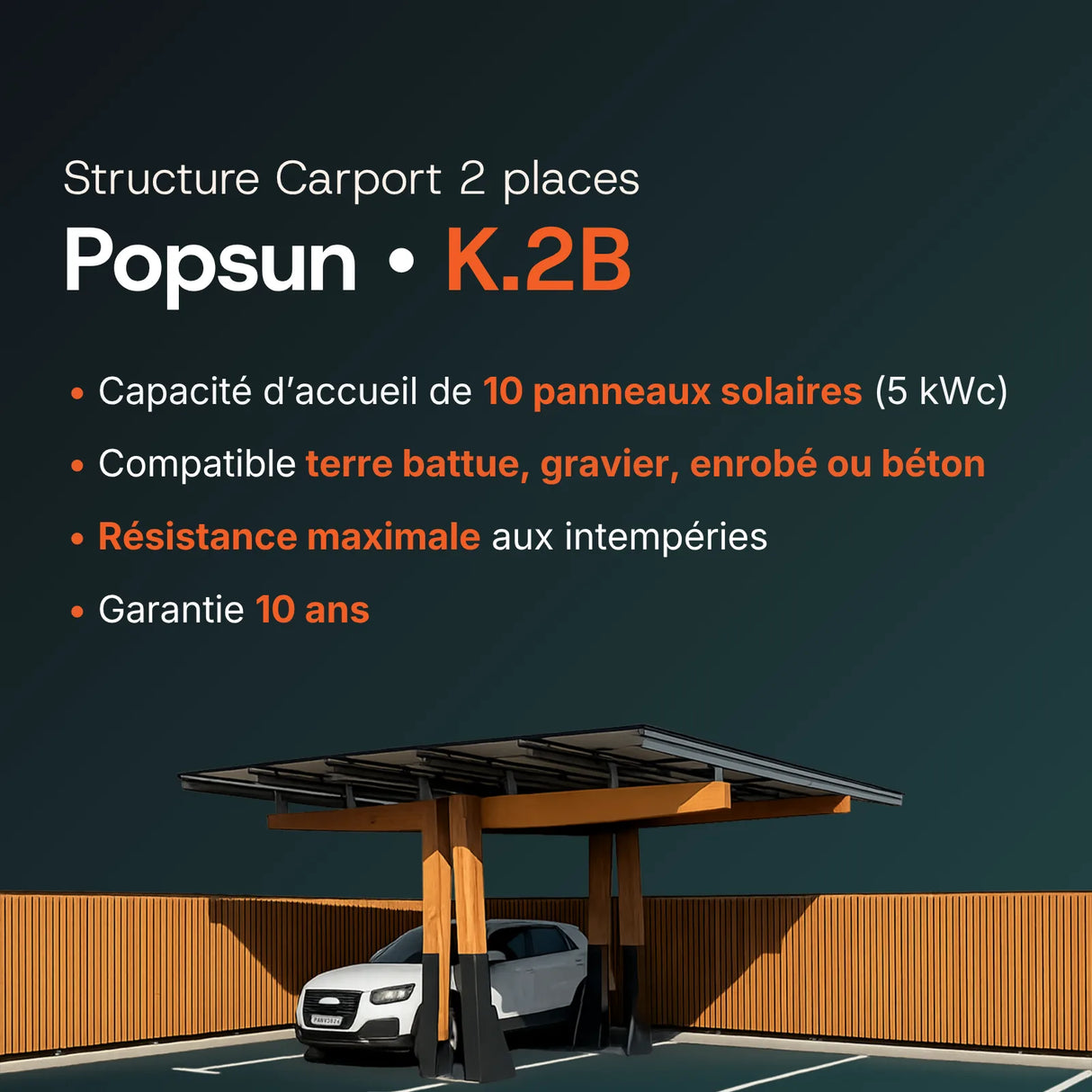 Spécifications de la structure carport bois Popsun