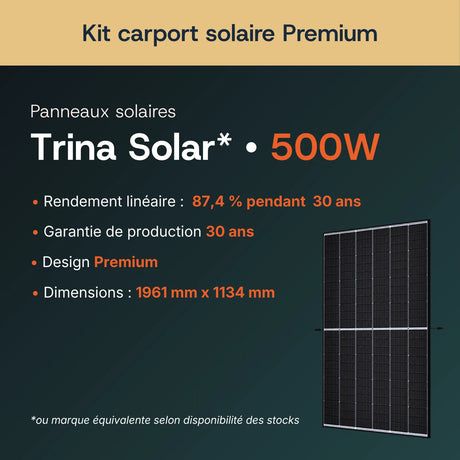Panneaux solaires Trina Solar 500 Wc bifaciaux ou équivalent