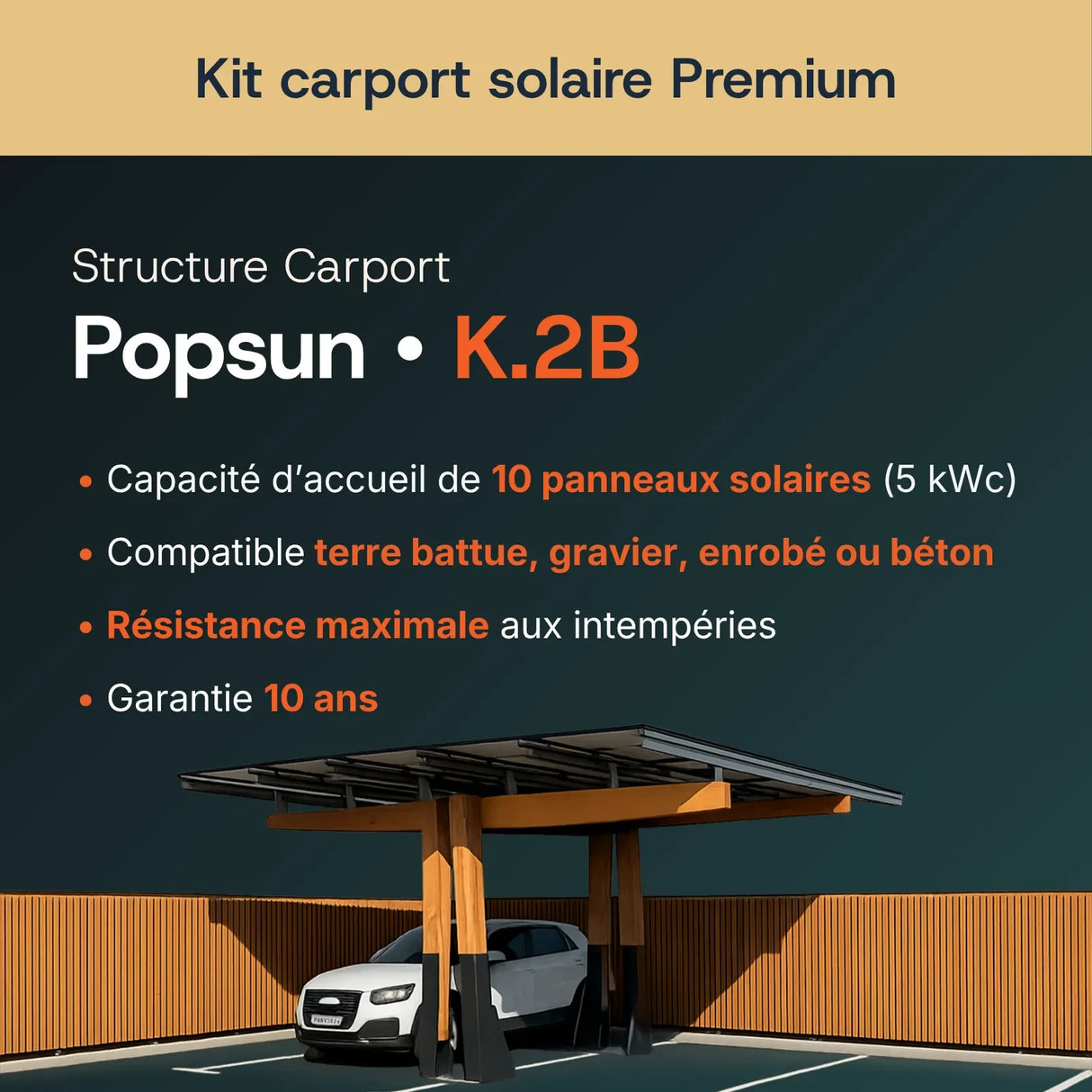 Structure carport bois Popsun lamellé-collé