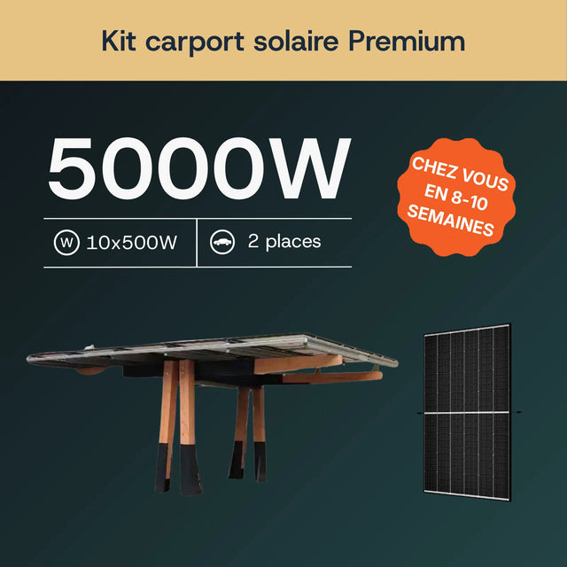 Carport solaire en bois — vue d'ensemble du kit