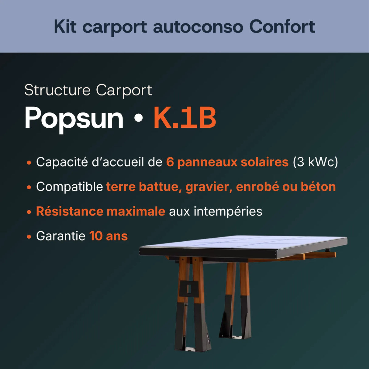 Structure carport bois Popsun lamellé-collé