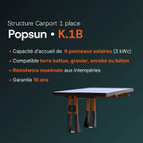 Spécifications de la structure carport bois Popsun