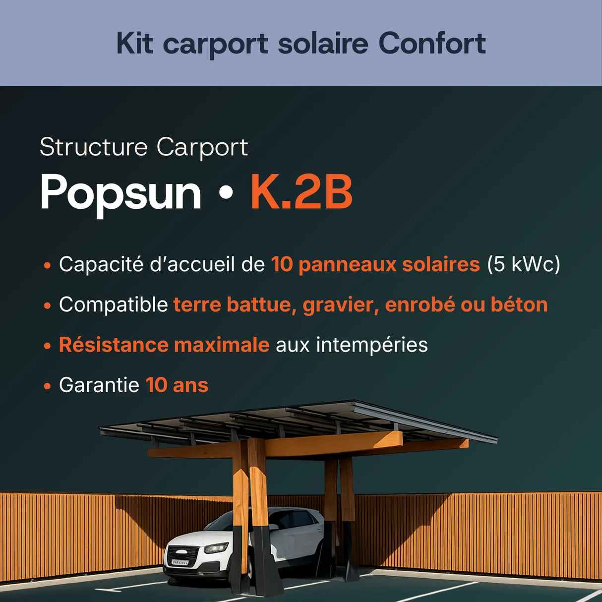 Structure carport bois Popsun lamellé-collé