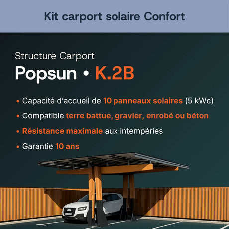 Structure carport bois Popsun lamellé-collé