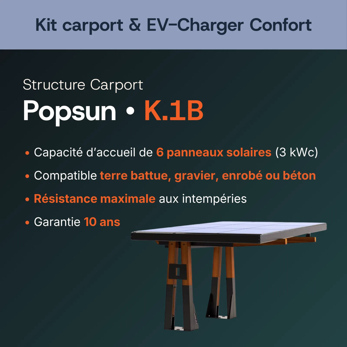 Structure carport bois Popsun lamellé-collé