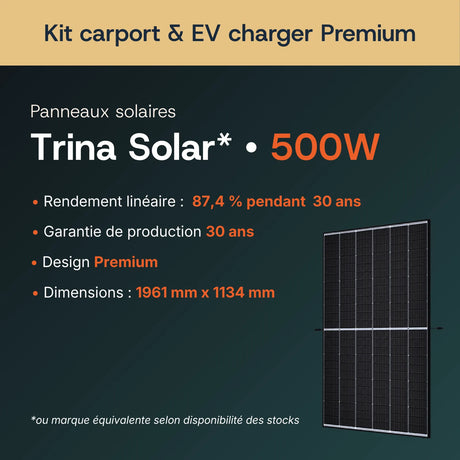 Panneaux solaires Trina Solar 500 Wc bifaciaux ou équivalent