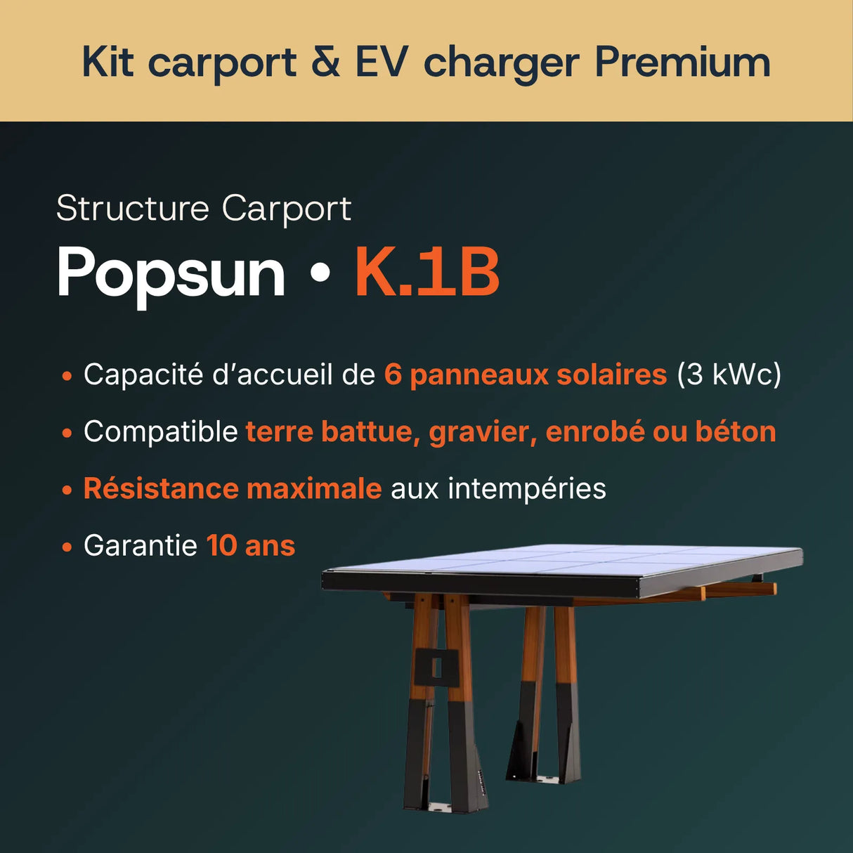 Structure carport bois Popsun lamellé-collé