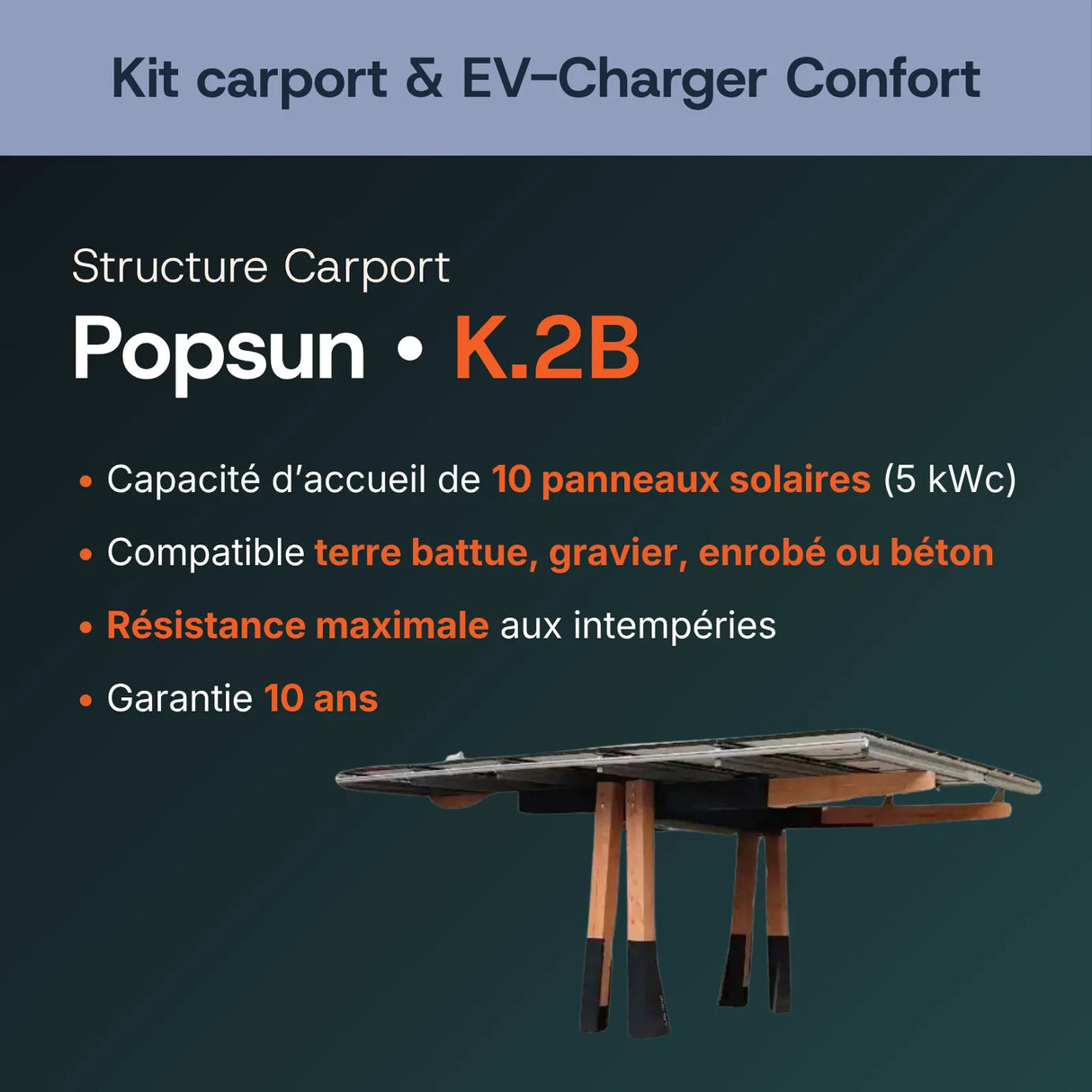 Structure carport bois Popsun lamellé-collé