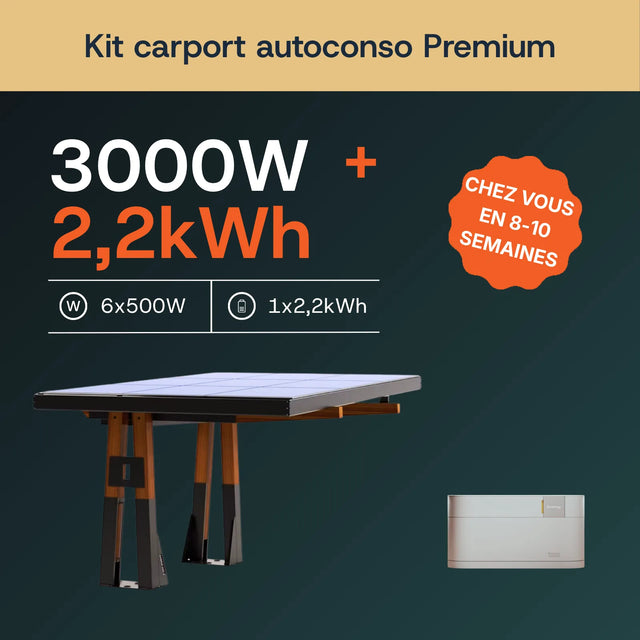 Carport solaire en bois — vue d'ensemble du kit