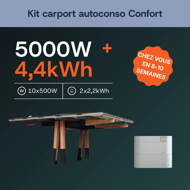 Carport solaire en bois — vue d'ensemble du kit
