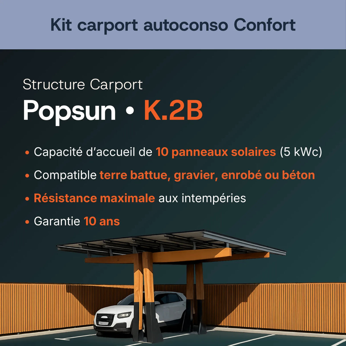 Structure carport bois Popsun lamellé-collé