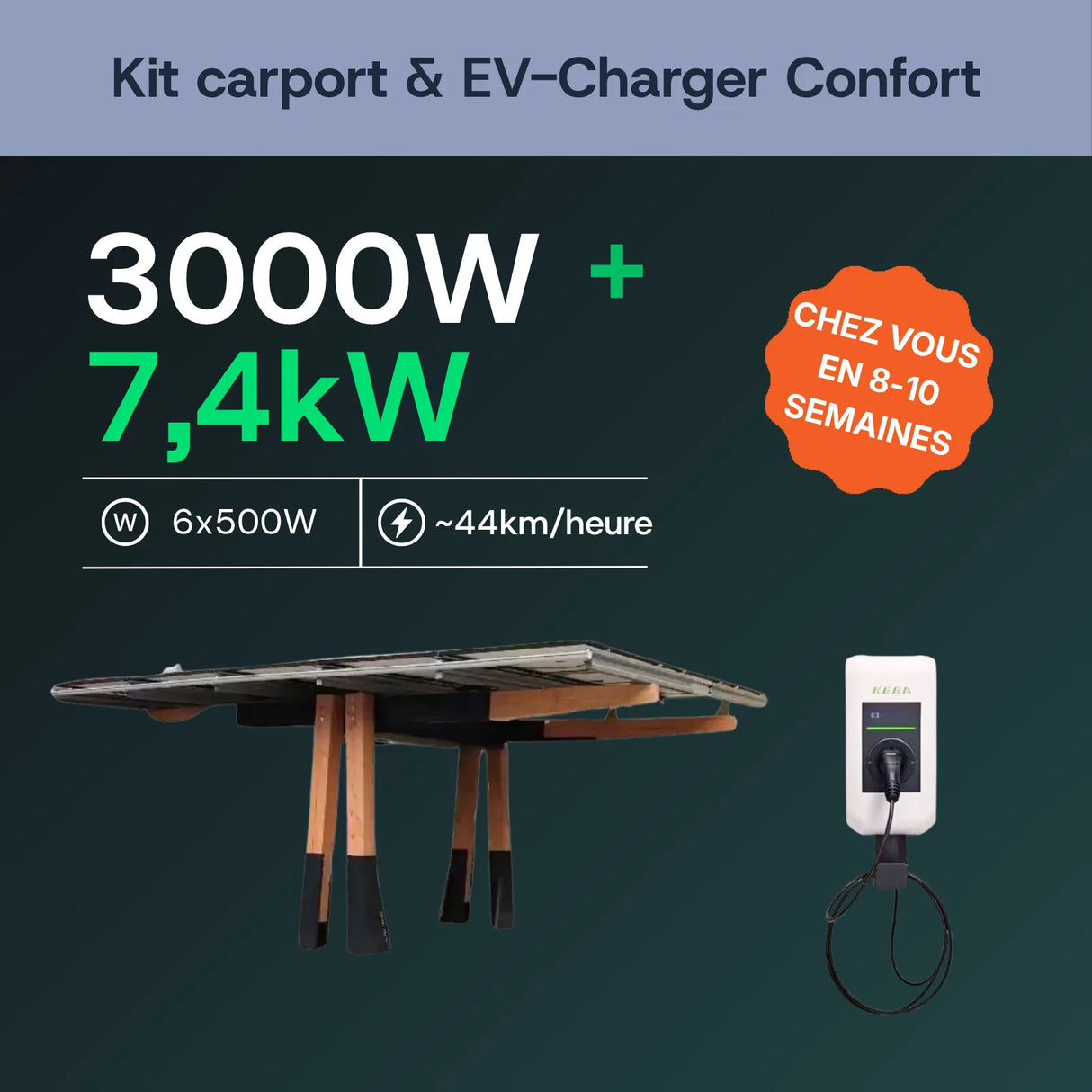 Carport solaire en bois — vue d'ensemble du kit