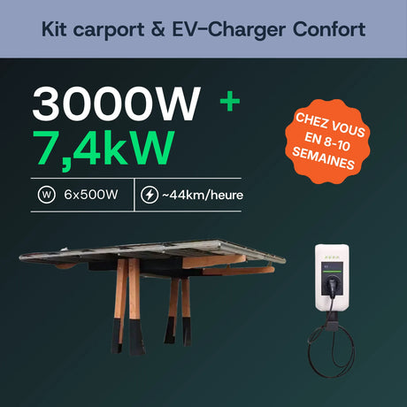 Carport solaire en bois — vue d'ensemble du kit