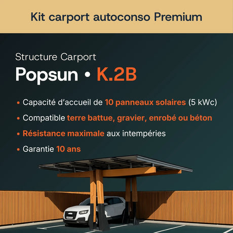 Structure carport bois Popsun lamellé-collé