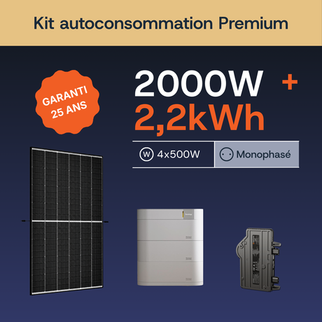 Kit autoconsommation Premium Enphase 2000W + 2,2 kWh monophasé