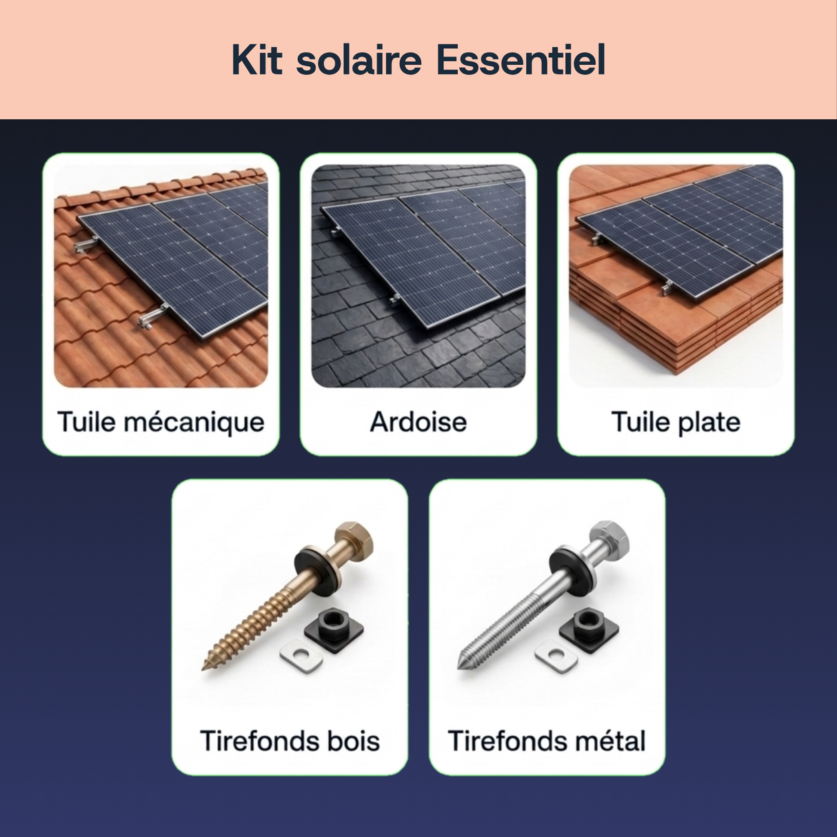 Systèmes de fixation disponibles pour le kit Essentiel