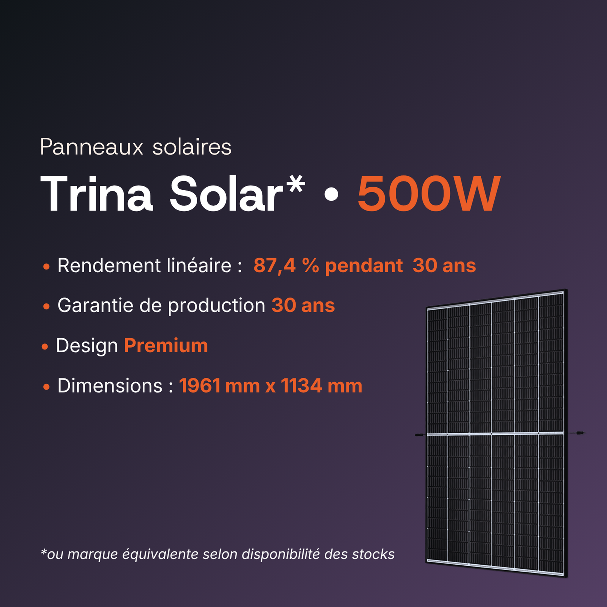 Spécifications panneau Trina Solar 500Wc