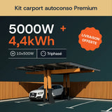 Carport solaire K2 Bois 5 kWc + batterie 4,4 kWh Enphase triphasé