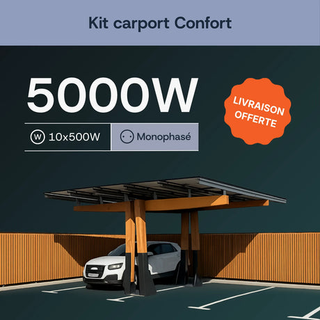 Carport solaire K2 Bois 5 kWc APSystems monophasé
