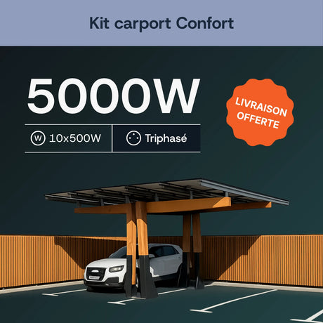 Carport solaire K2 Bois 5 kWc APSystems triphasé