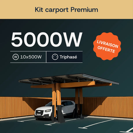 Carport solaire K2 Bois 5 kWc Enphase triphasé