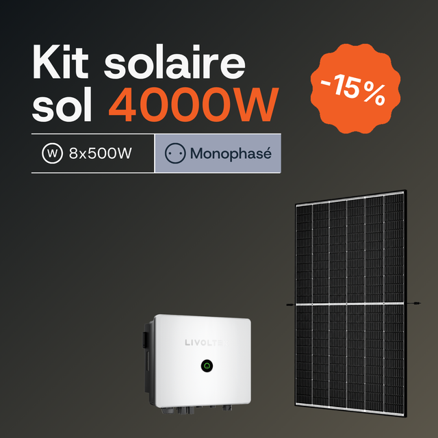 Kit solaire sol 4 kWc Livoltek monophasé — promo -15%