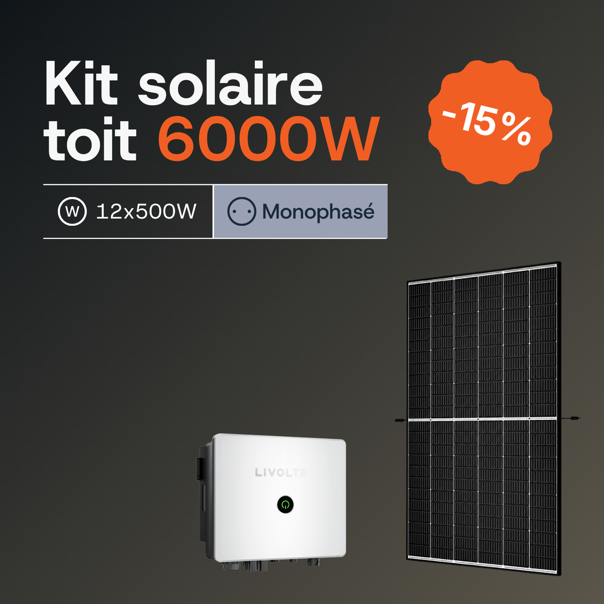 Kit solaire toiture 6 kWc Livoltek monophasé
